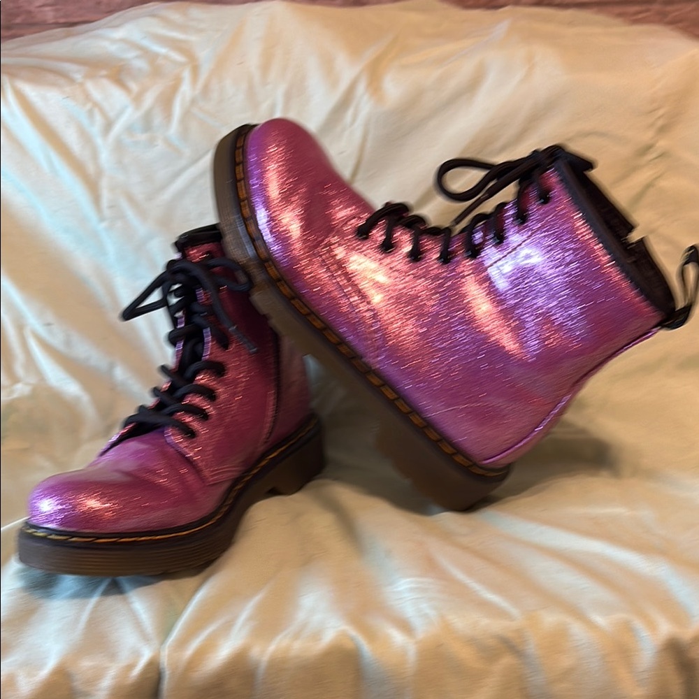 Used Pink Dr. Martens Youth 1460 Glitter Lace Up Boots